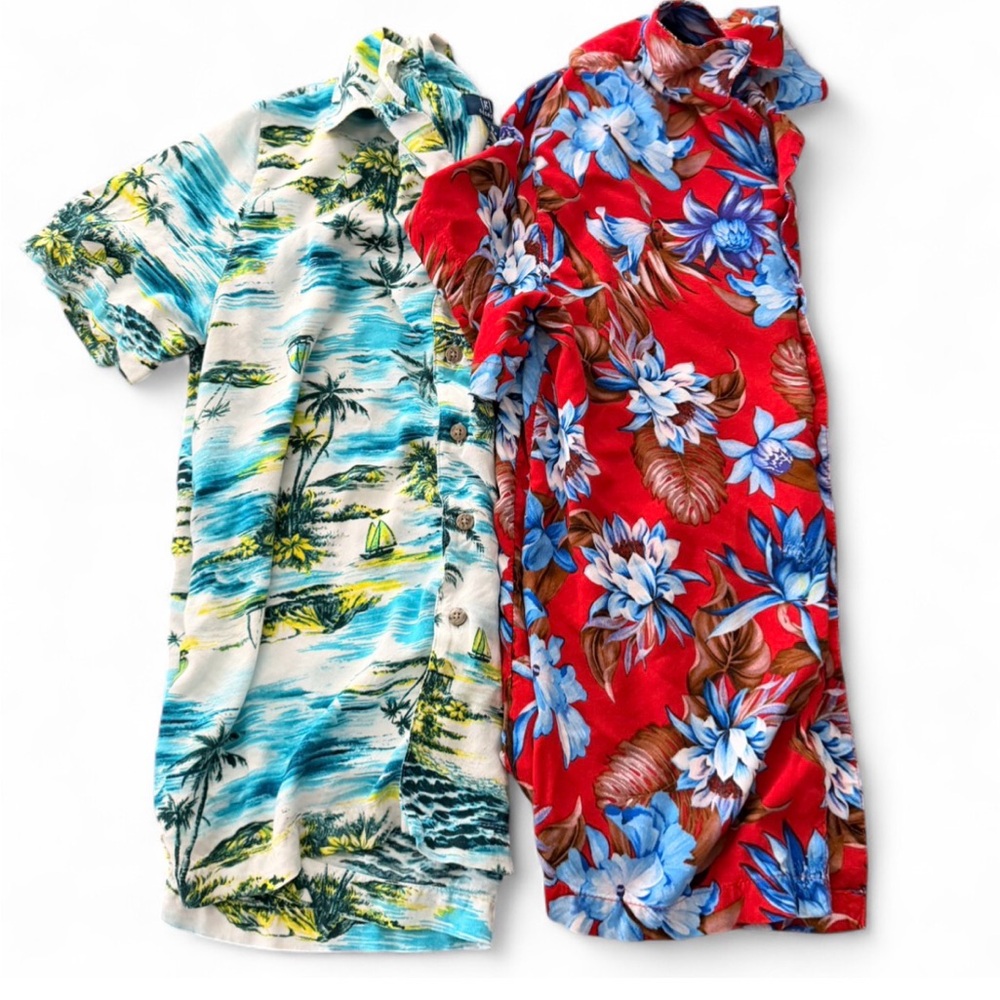 2 George Tropical Print Button Down shirts M